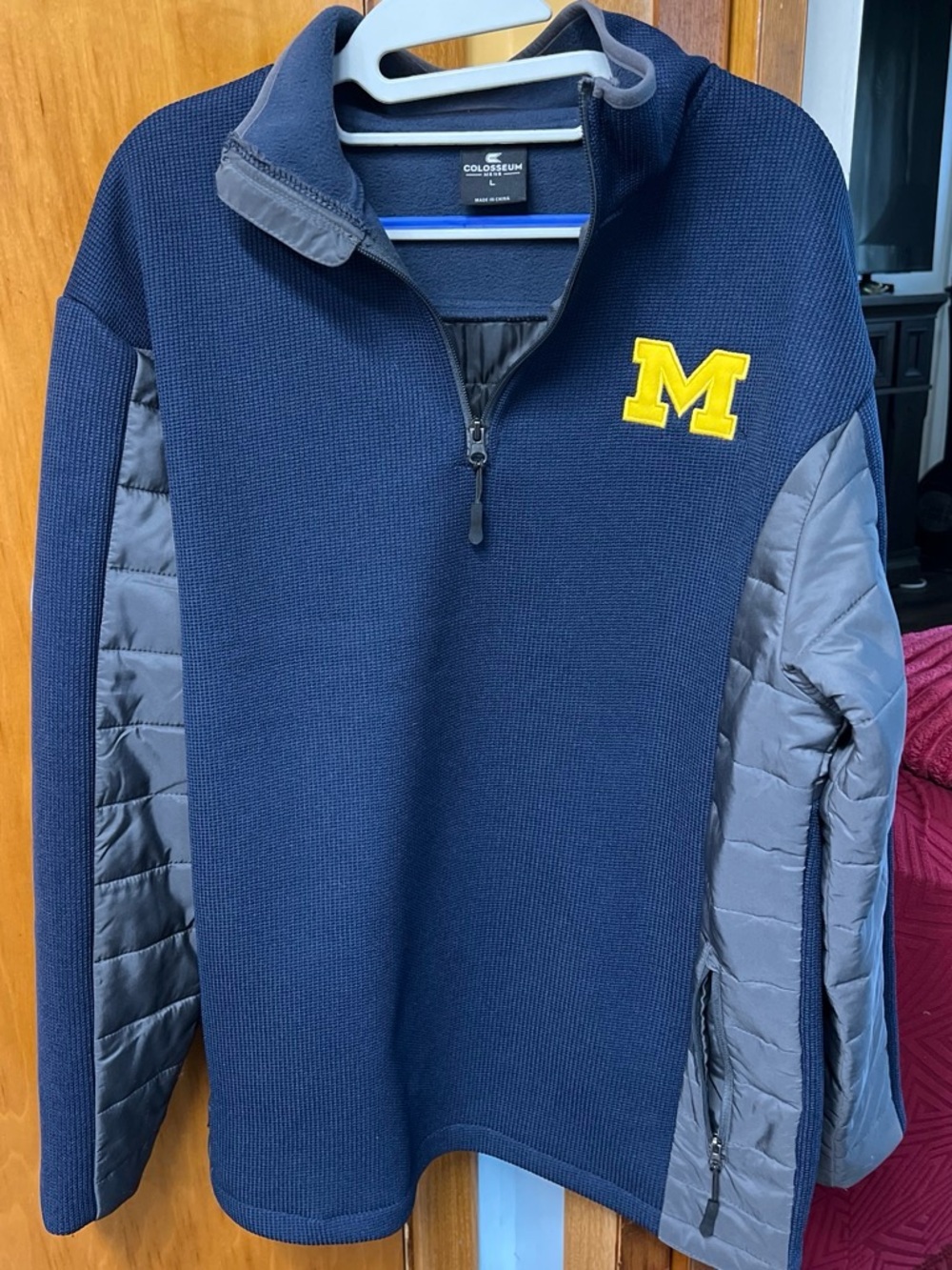 Colosseum Navy Quarter-Zip Sweater with Yellow 'M' Patch